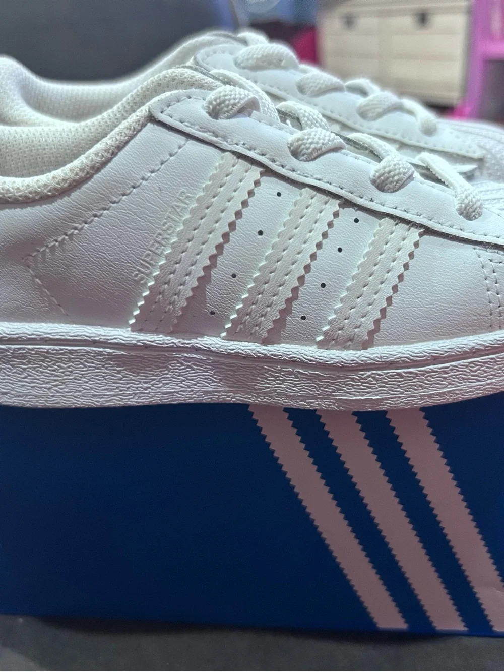 adidas Kids Superstar EL I White Leather Toddler Sneakers